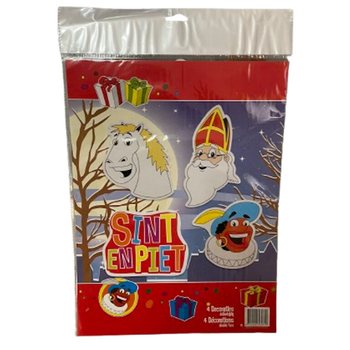신터클라스 SINT & PIET - 4피스 양면 데코레이션 보드 세트 (6개입)