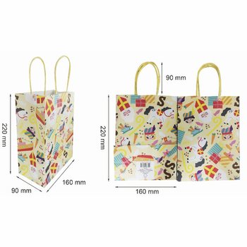 종이 선물 가방 - 신터클라스 (SINTERKLAAS) - 16x9x22 CM (12개입)