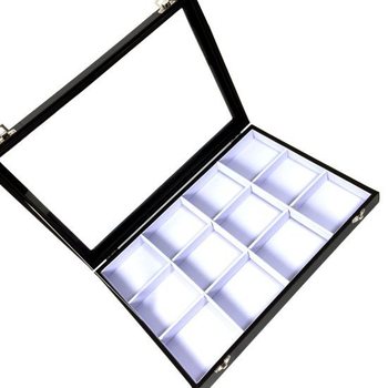 비즈 보석 디스플레이 트레이 덮개 포함 화이트 12칸