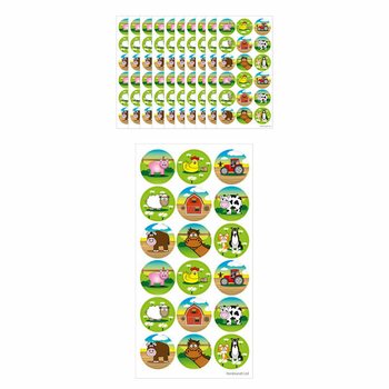 FUN STICKERS - 농장 동물 스티커 - 시트당 18개입 (10개 세트)