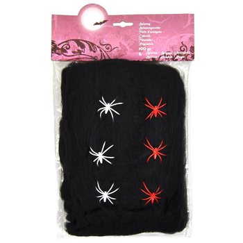할로윈 검은색 거미줄 100g 및 거미 6마리 (6개입)