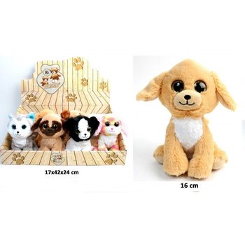 고급 봉제 강아지 인형, 16cm, 믹스 디자인 디스플레이 포함 (12개)