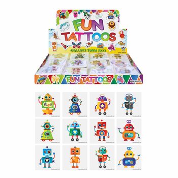 FUN TATTOO’S - 로봇 모델, 팩당 12개입 디스플레이 패키지 (48팩)