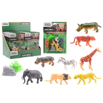 ANIMAL WORLD - 사파리 동물 장난감 세트 10종 카드 포장 - 디스플레이 (12개입)