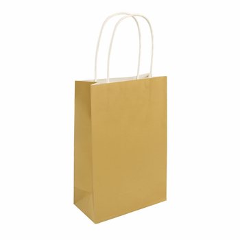 손잡이형 종이 쇼핑백 - 14x21x7cm - 골드 (24개입)