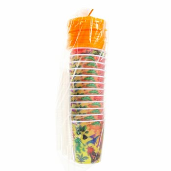 공룡 빨대 음료/아이스크림 컵 - 250ml (12개입)
