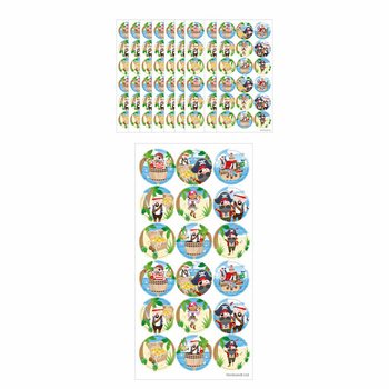 FUN STICKERS - 해적 스티커 - 시트당 18개입 (10개 묶음)