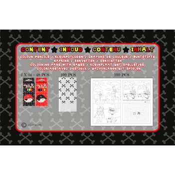 외식업용 키즈 엔터테인먼트 풀세트 해적 모델 - 색연필 48세트 + 색칠공부 100장 + 냅킨 100장 (총 248개입)