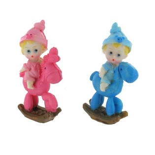 출생 케이크 토퍼 - 흔들목마를 탄 아기 9 cm (8개입)