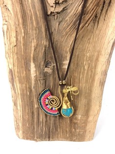 HANDMADE ORIGINALS 이비자 블루스톤 목걸이 오렌지/블루 (1개)