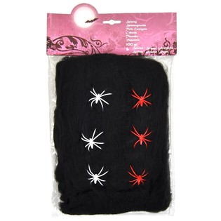 할로윈 검은색 거미줄 100g 및 거미 6마리 (6개입)