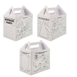 어린이 메뉴 박스 &ndash; Happy Birthday &ndash; 컬러링용 - 14 x 9.5 x 18 cm (24개입)