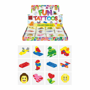 FUN TATTOO’S - 모델: 브릭 블록, 팩당 12개 타투 디스플레이 세트 (48팩)