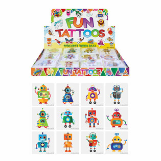 FUN TATTOO’S - 로봇 모델, 팩당 12개입 디스플레이 패키지 (48팩)