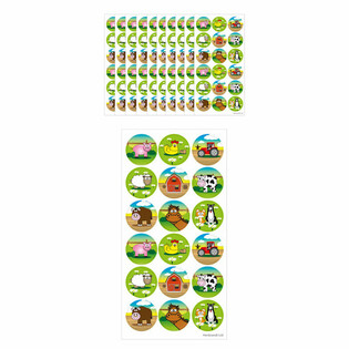 FUN STICKERS - 농장 동물 스티커 - 시트당 18개입 (10개 세트)