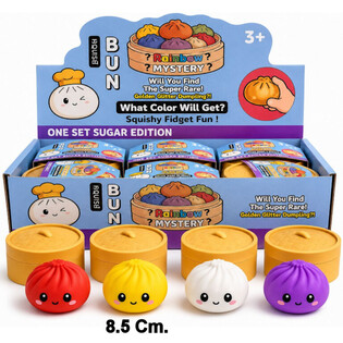 RAGE - 말랑이 슈가 에디션 만두 스퀴시 대형 (8.5 x 8.5 x 4.8 cm) - 2026년 대세 피젯 토이 (12개입)