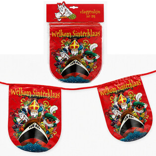SINTERKLAAS - Welkom Sinterklaas 삼각 깃발 가랜드 - 길이: 10m (6개입)